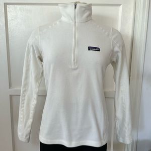 Patagonia 1/4 zip pullover Micro D fleece thin white corporate logo